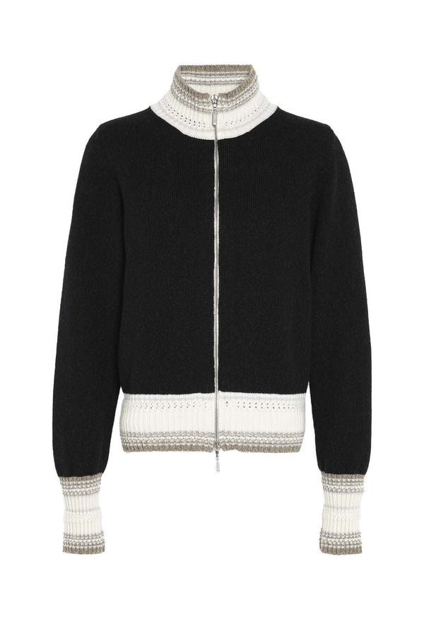 Mottled Cashmere Zip-up Cardigan