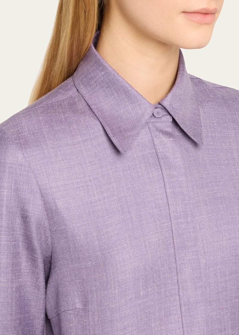 Cruz Virgin Wool and Silk-Linen Shirt