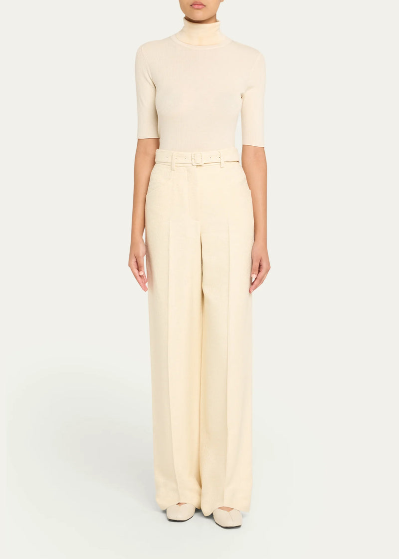 Norman Wide-Leg Silk Tweed Trouser
