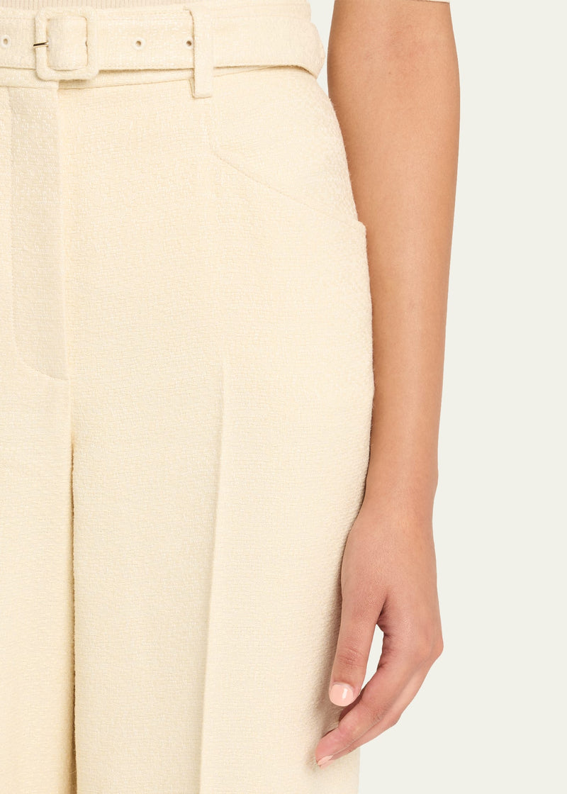 Norman Wide-Leg Silk Tweed Trouser