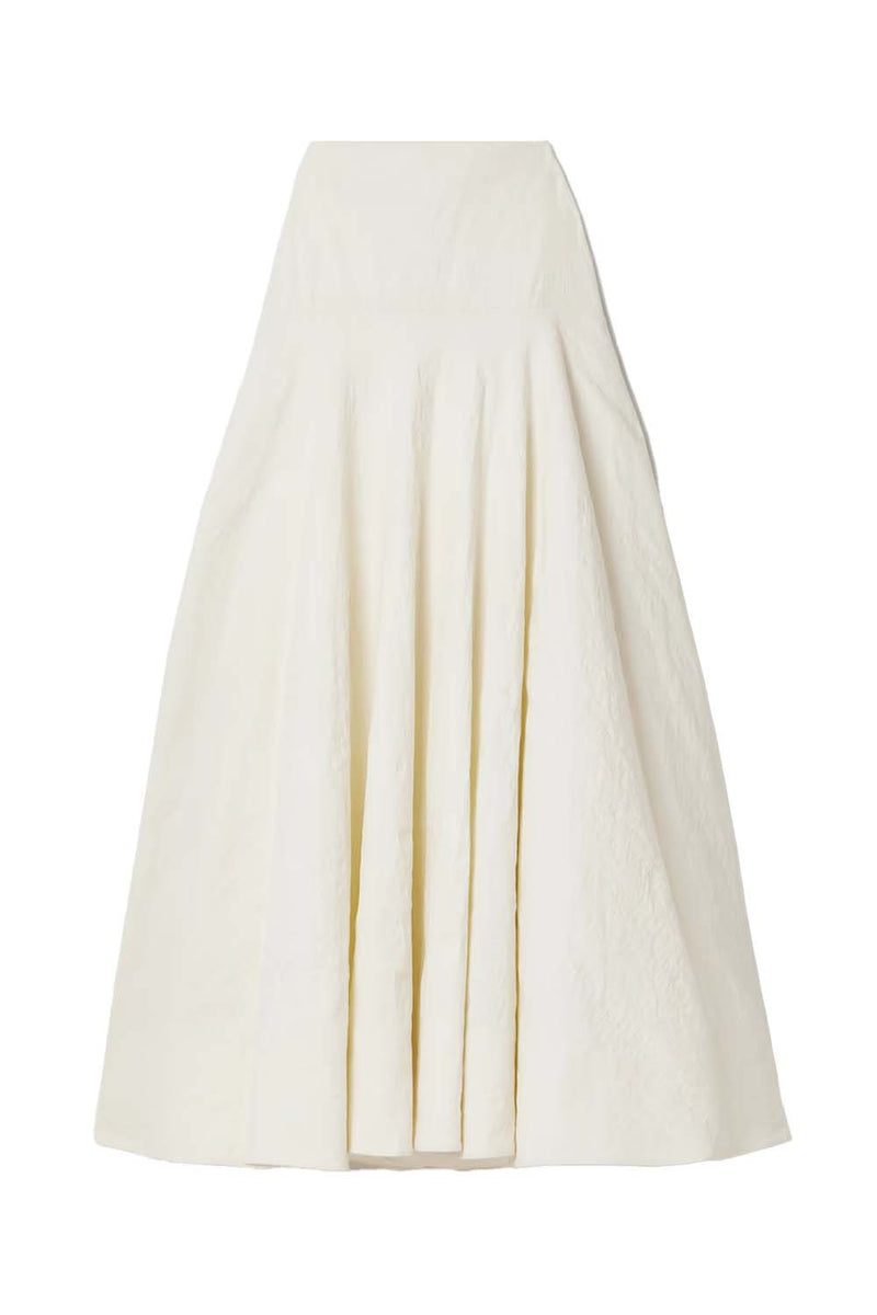 The Ember Crinkled Linen-Blend Midi Skirt