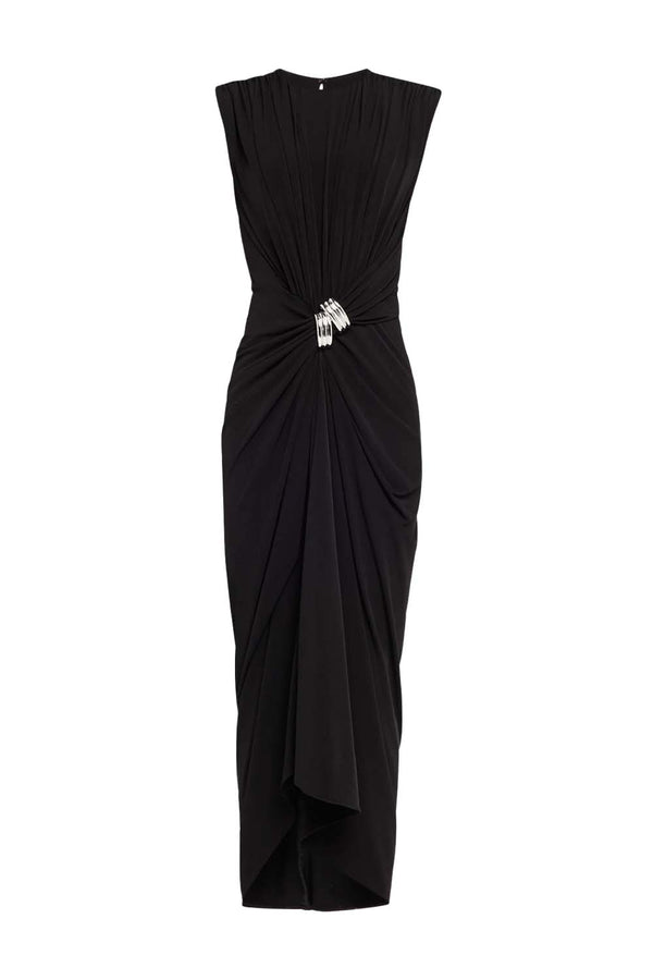The Serena Embellished Gathered Stretch-Jersey Dress
