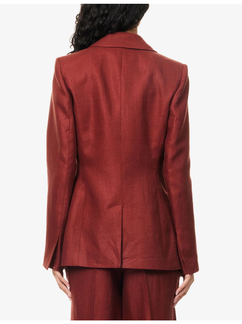 Knot Detail Oslo Single-Breasted Linen Blazer