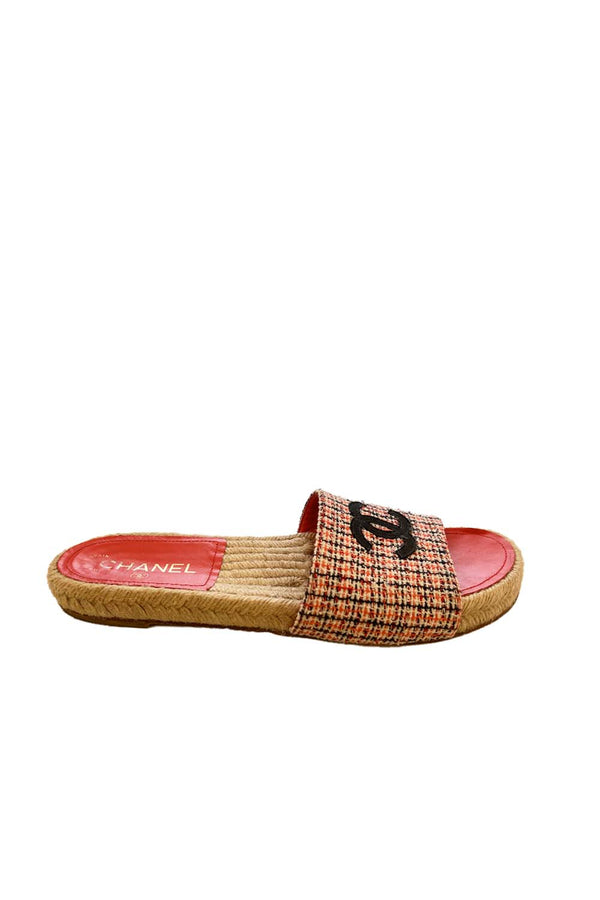 Tweed Espadrille Slides