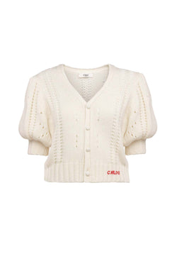Puff-sleeve Wool & Cashmere Cardigan