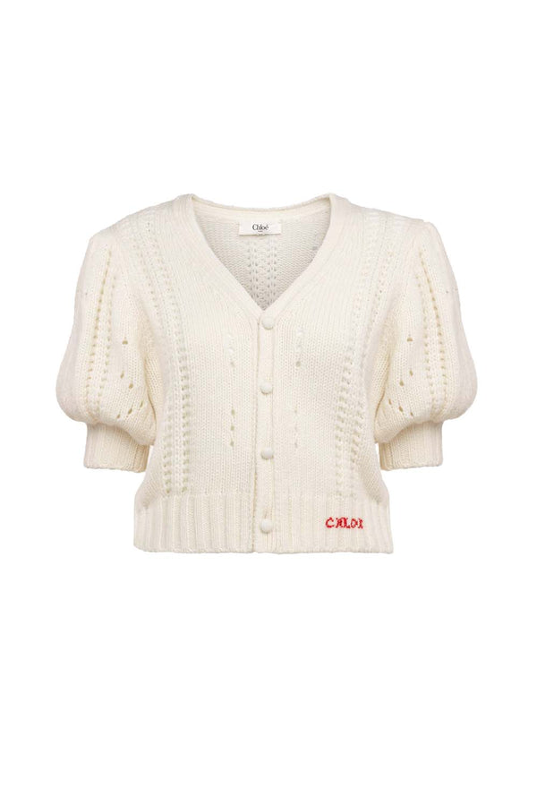 Puff-sleeve Wool & Cashmere Cardigan