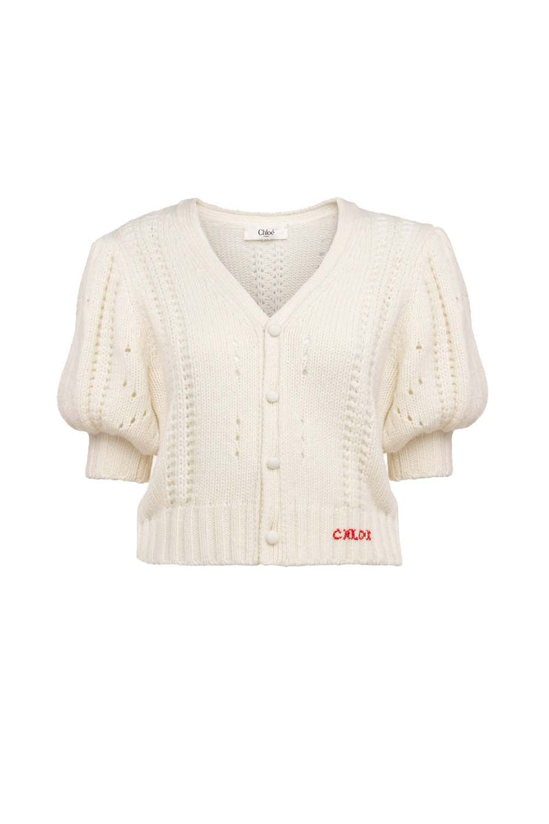 Puff-sleeve Wool & Cashmere Cardigan
