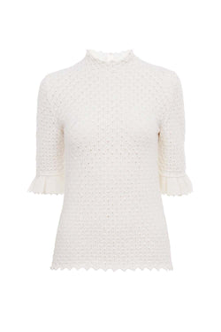 Short-Sleeve Wool & Cashmere Knit Top