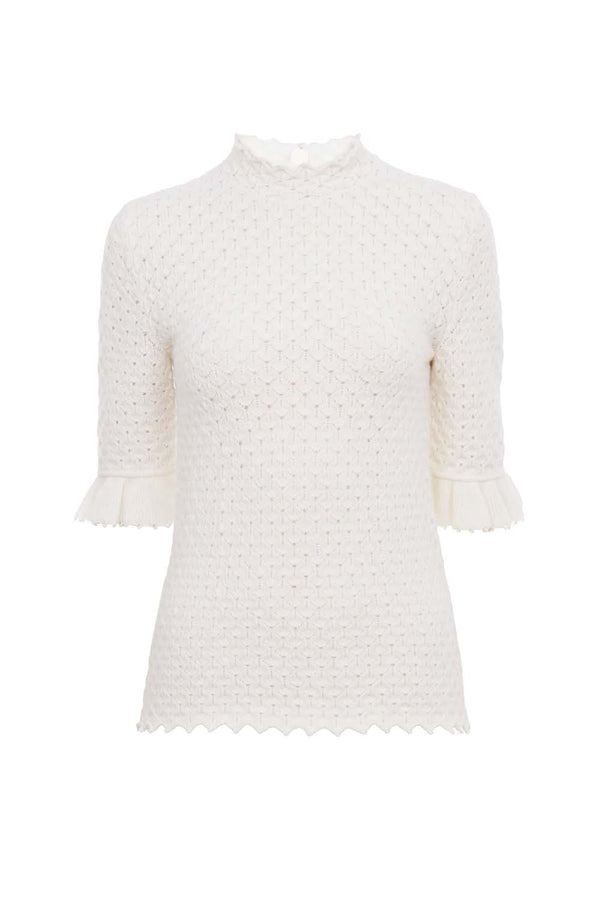 Short-Sleeve Wool & Cashmere Knit Top