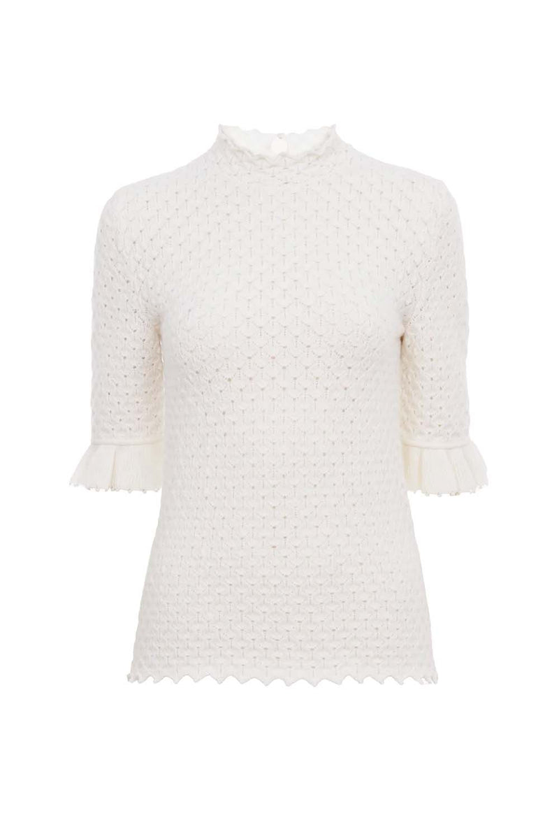 Short-Sleeve Wool & Cashmere Knit Top