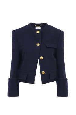 Gold Button Checked Jacket