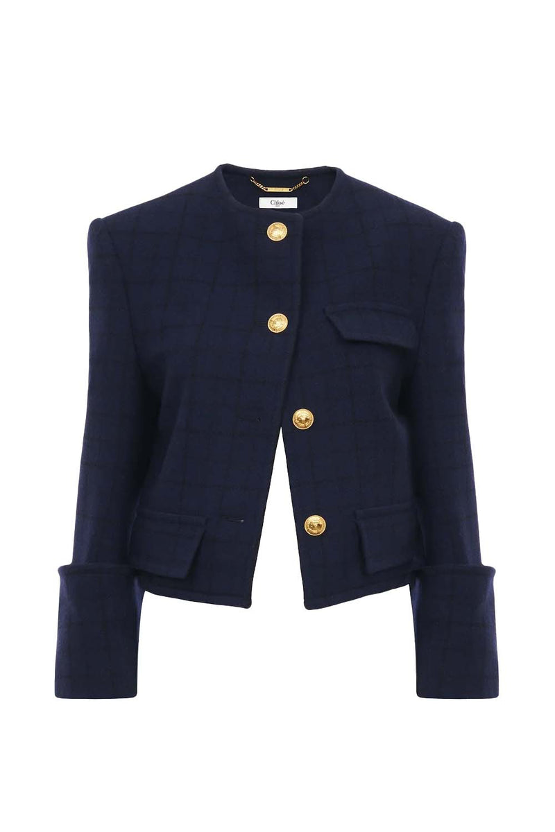 Gold Button Checked Jacket