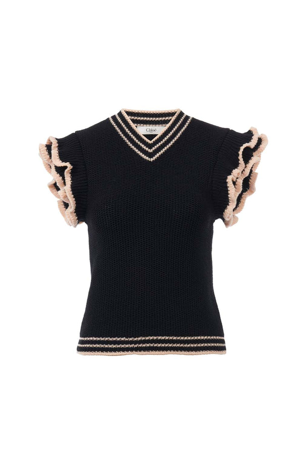 Short Sleeve Wool Knit Top