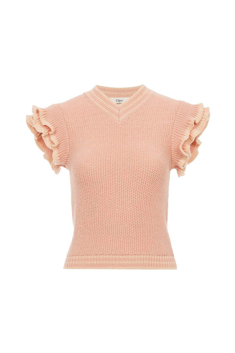 Short Sleeve Wool Knit Top