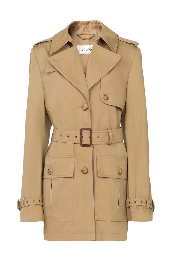 Short Cotton Trench Coat