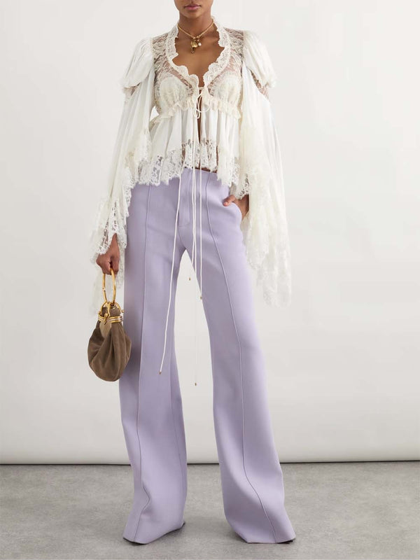 Wool-crepe Flared Trousers