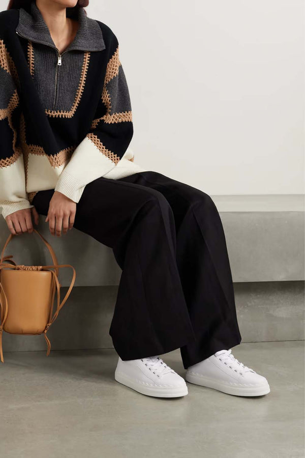Lauren Scalloped Leather Sneakers