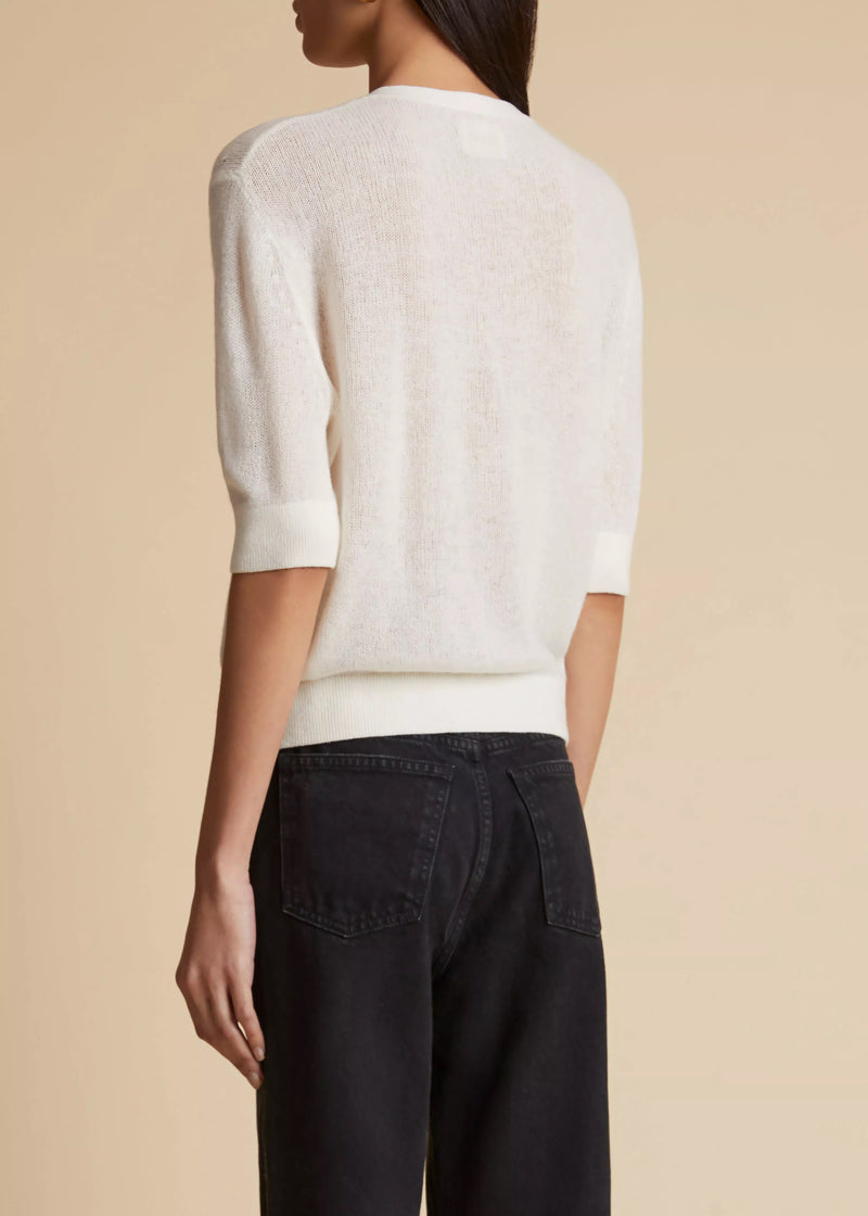 Dianna Short-Sleeve Cashmere Cardigan