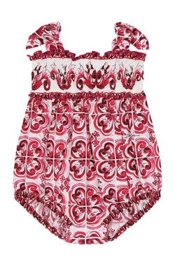 Majolica Print Poplin Romper