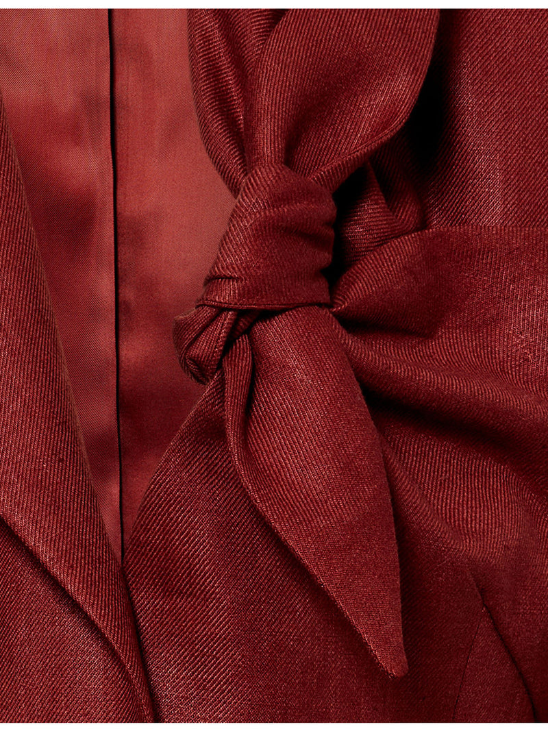 Knot Detail Oslo Single-Breasted Linen Blazer