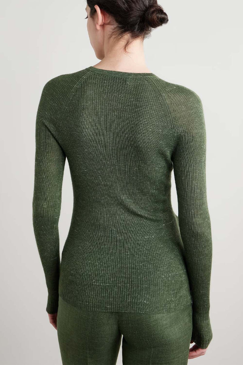 Anges Ribbed-Rnit Cashmere, Silk and Hemp-Blend Henley Top