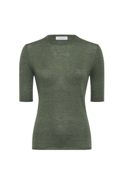 Chryse Short Sleeve Cashmere, Silk & Hemp Knit Top