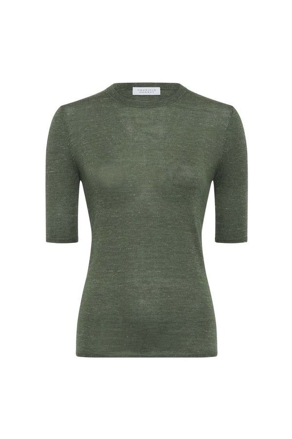Chryse Short Sleeve Cashmere, Silk & Hemp Knit Top