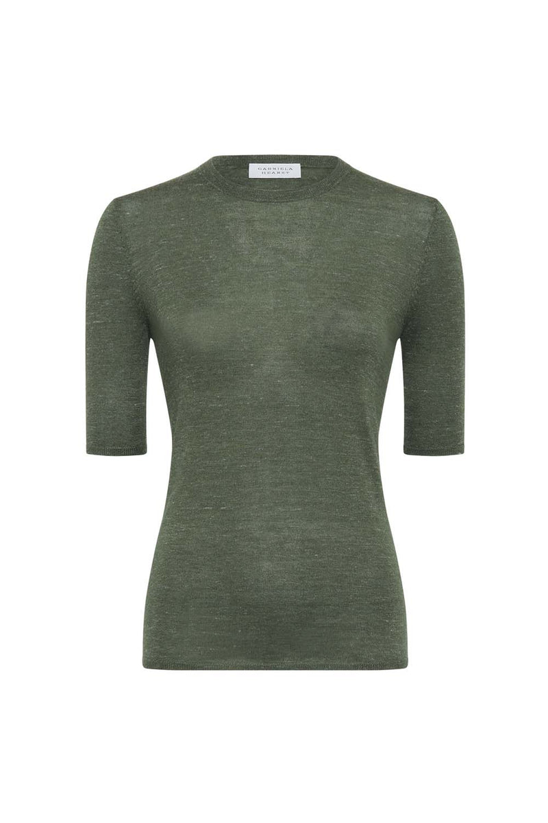 Chryse Short Sleeve Cashmere, Silk & Hemp Knit Top