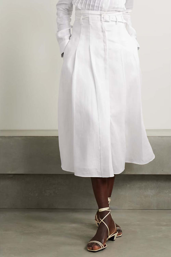 Dugald Pleated Linen Skirt