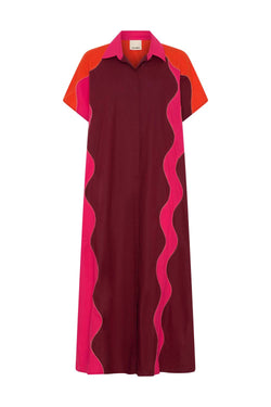 Attica Wave Patchwork Poplin Shirtdress