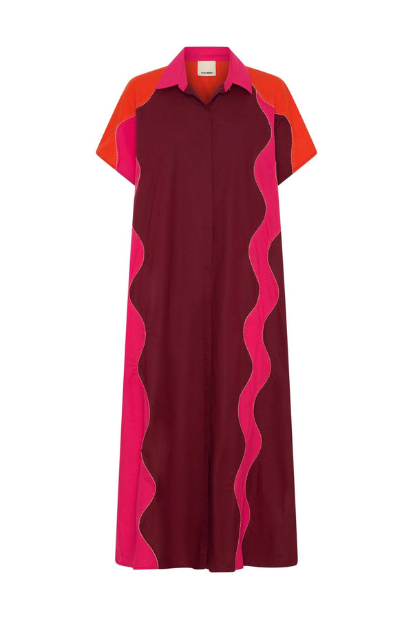 Attica Wave Patchwork Poplin Shirtdress