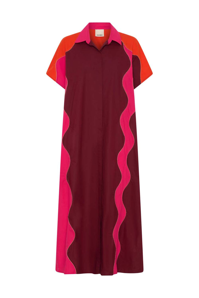 Attica Wave Patchwork Poplin Shirtdress