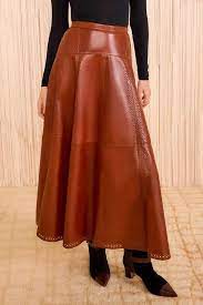 Aninda Leather Midi Skirt