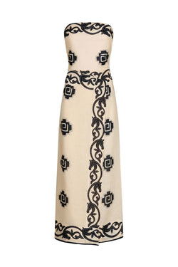 Linen Strapless Ancient Midi Dress