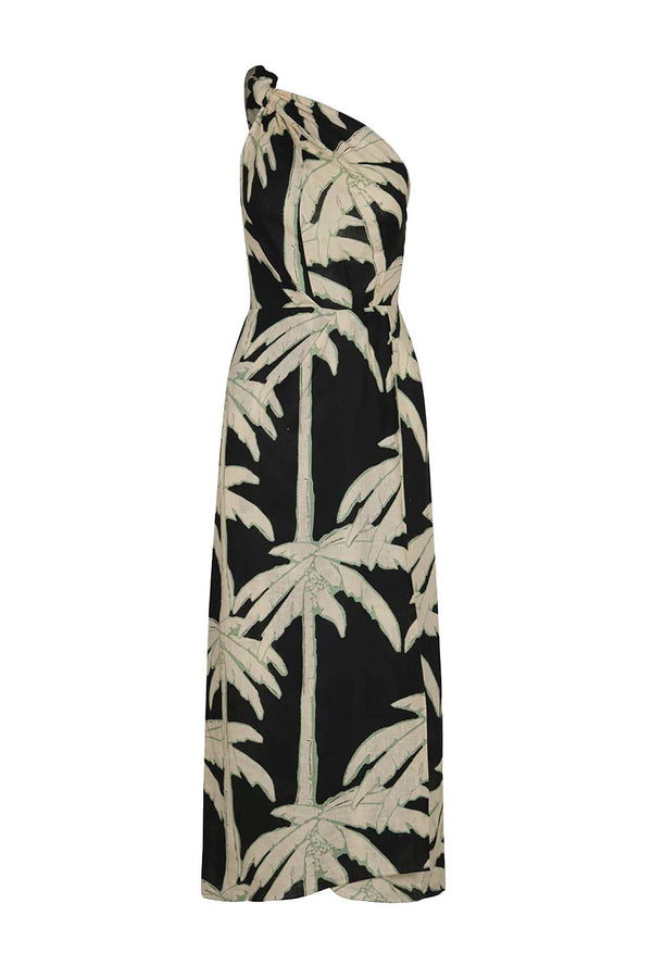 Dark Palms One-Shoulder Dress