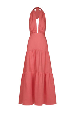 Twilight Linen Maxi Length Halter-neck Dress