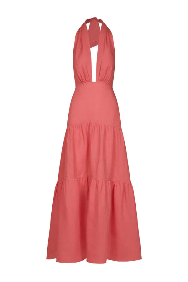 Twilight Linen Maxi Length Halter-neck Dress