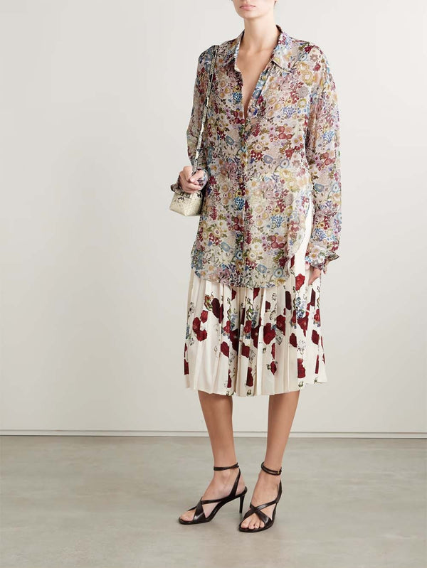 Goya Floral-print Silk-chiffon Shirt