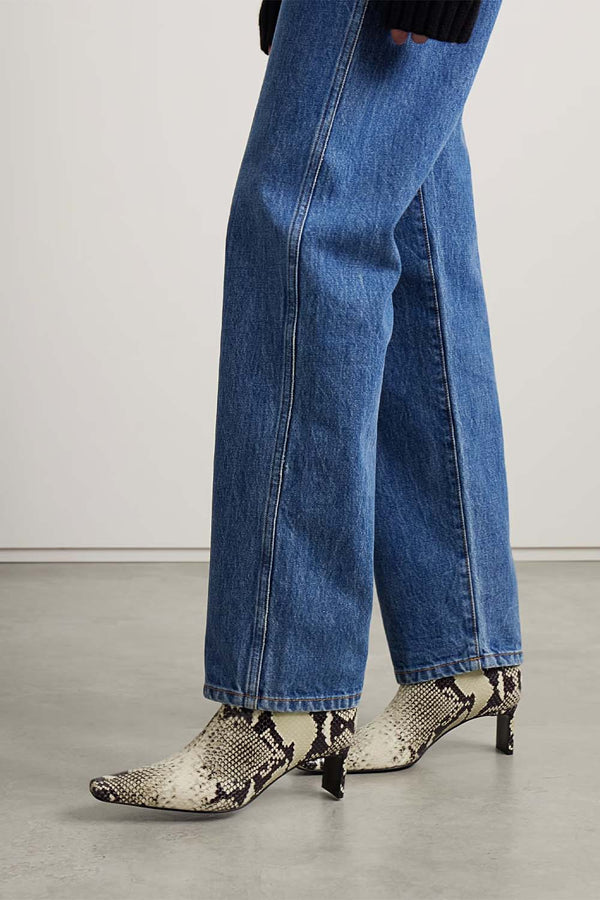 Python-Embossed Leather Ona Ankle Boot