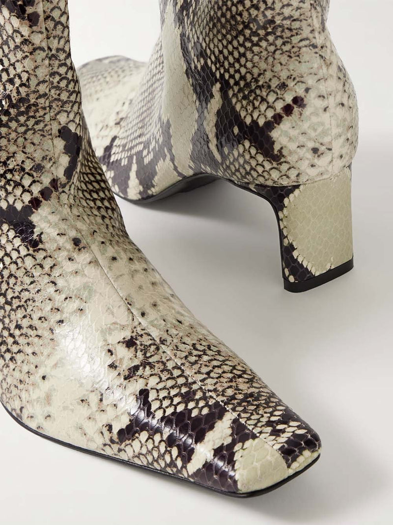 Python-Embossed Leather Ona Ankle Boot