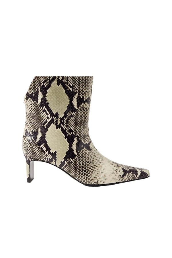 Python-Embossed Leather Ona Ankle Boot