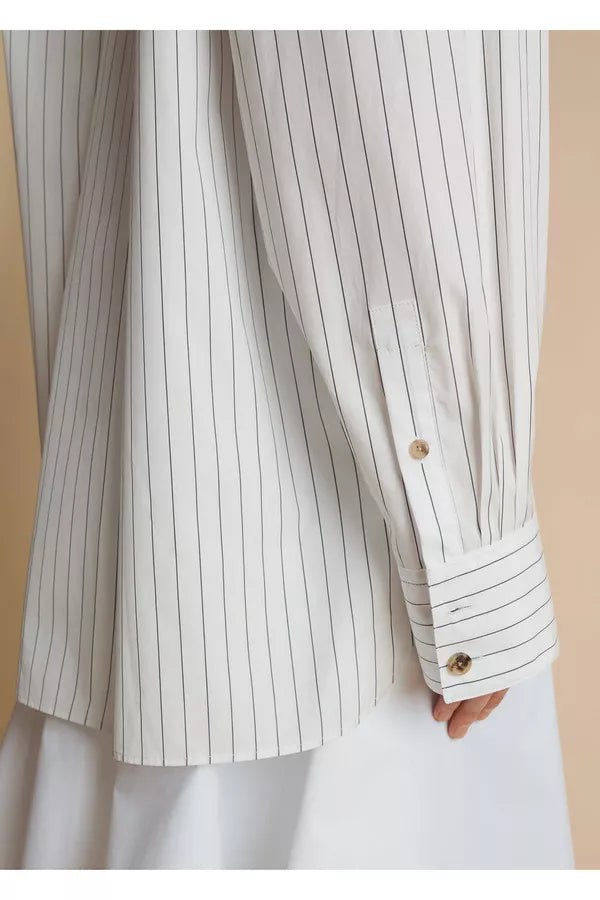 【KHAITE】 WHITE SILK stripe ruffle blouse Ami silk top in white - Khaite | Mytheresa