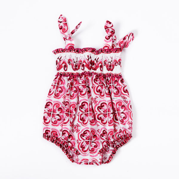 Majolica Print Poplin Romper