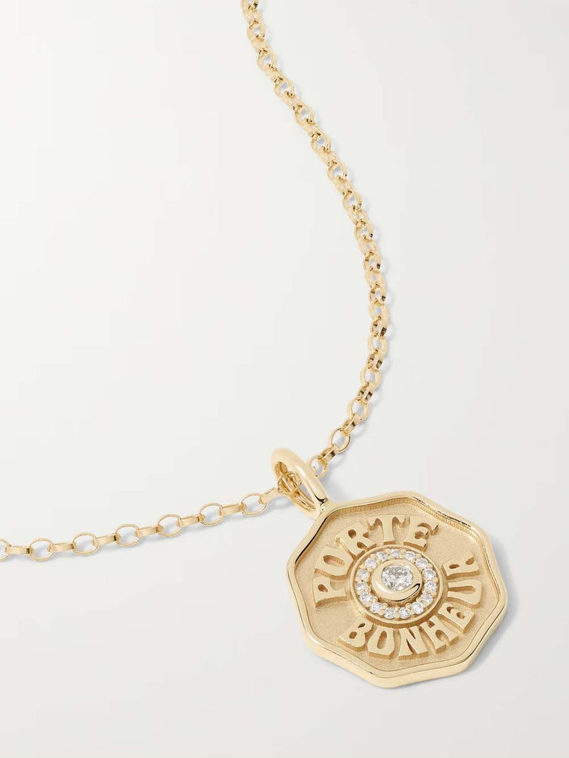 Raised Gold Mini Port Bonheur Charm with Halo