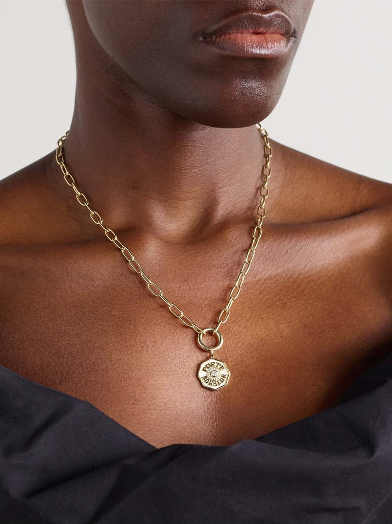 Raised Gold Mini Port Bonheur Charm with Halo