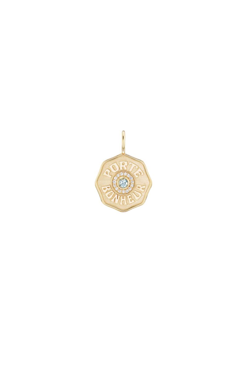 Raised Gold Mini Port Bonheur Charm with Halo