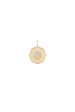 Raised Gold Mini Port Bonheur Charm with Halo