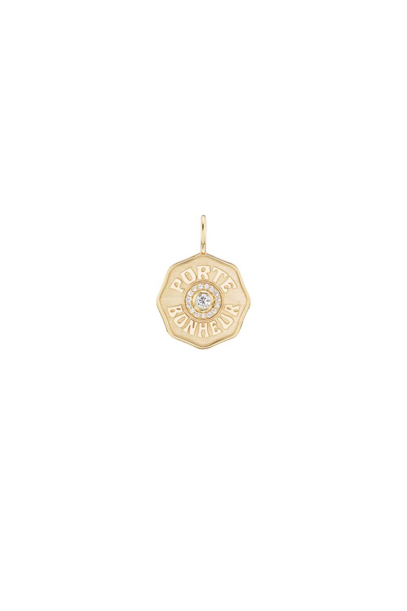 Raised Gold Mini Port Bonheur Charm with Halo