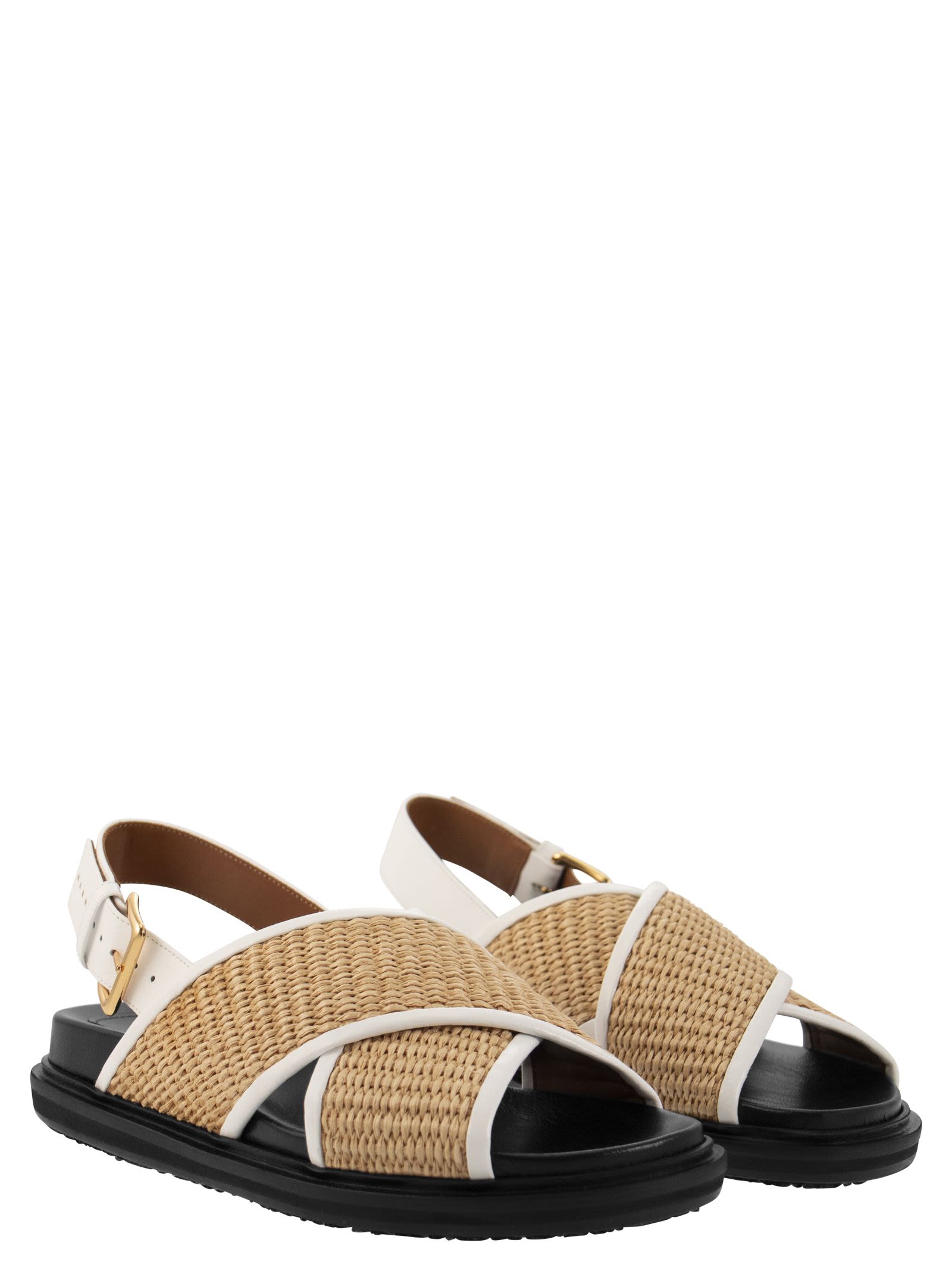 【MARNI】Raffia Sandals Natural White MARNI FUSSBETT RAFFIA LEATHER – Belinda International