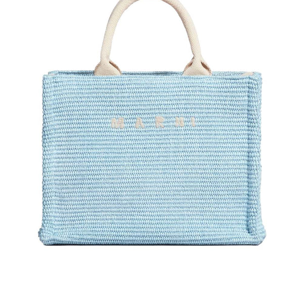 ★MARNI★ Small Raffia Basket Tote Bag Ultramarine SHMP0077U Blue raffia-effect Small Tote Bag | Marni